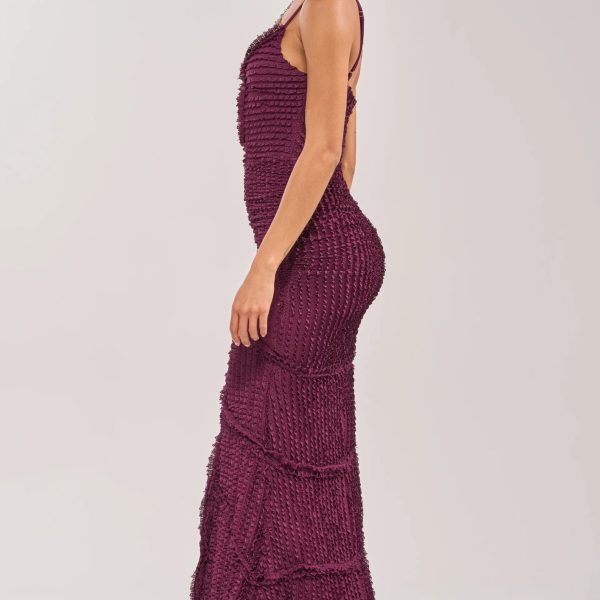Plus One Plum Ruched Maxi Dress for Women (4)